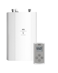 Ob druckfeste oder drucklose Betriebsweise: Der elektronische AEG Durchlauferhitzer DDLE Kompakt 11/13 stellt sofort Warmwasser bis 60°C zur Verfügung – mit hoher Leistungsstärke und ohne Energieverluste.<br />Bilder: AEG Haustechnik