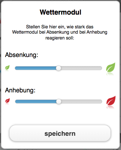 Die Intensität des Wettermoduls kann vom Benutzer individuell...