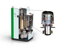 Die stromproduzierende Pelletheizung Pellematic Smart_e von ÖkoFEN vereint Pelletbrenner, Stirlingmotor und einen 600 Liter-Schichtspeicher platzsparend auf nur 1,5 m² Stellfläche und macht in Kombination mit einer Photovoltaikanlage und einem Batteriespeichersystem das Eigenheim zu 100 % wärme- und stromunabhängig. 