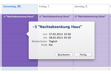 Ein einfacher Kalendereintrag senkt das ganze Haus...