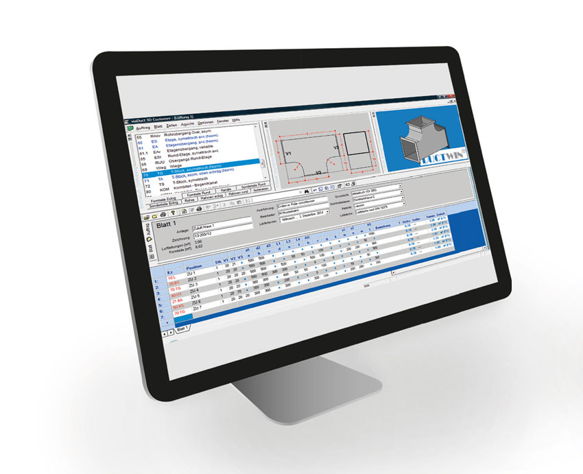 Monitor Benutzeroberfläche ViaDuct 3D.