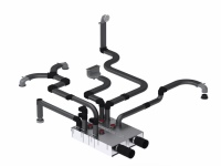 Das vorgedämmte Luftverteilsystem Zehnder ComfoFresh mit Thermal Shield verfügt über eine hochwertige Dämmung und unterbindet so Wärme- und Kälteverluste beim Lufttransport. Zu den Komponenten gehören Lüftungsrohre, Verbindungselemente und Anschlussmodule.<br />Bild: Zehnder