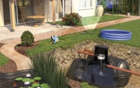 Das Roth Gartenpaket eignet sich für die Bevorratung von Wasser für den Garten. Eine Erweiterung mit mehreren Behältern ist möglich. 