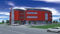 Die Architekten Planwerk aus Würzburg entwarfen das Metropol Medical Center in Nürnberg als vierstöckigen, roten Bau.