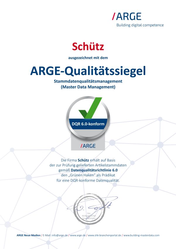 Schütz wurde mit dem neuen ARGE-Qualitätssiegel ausgezeichnet....