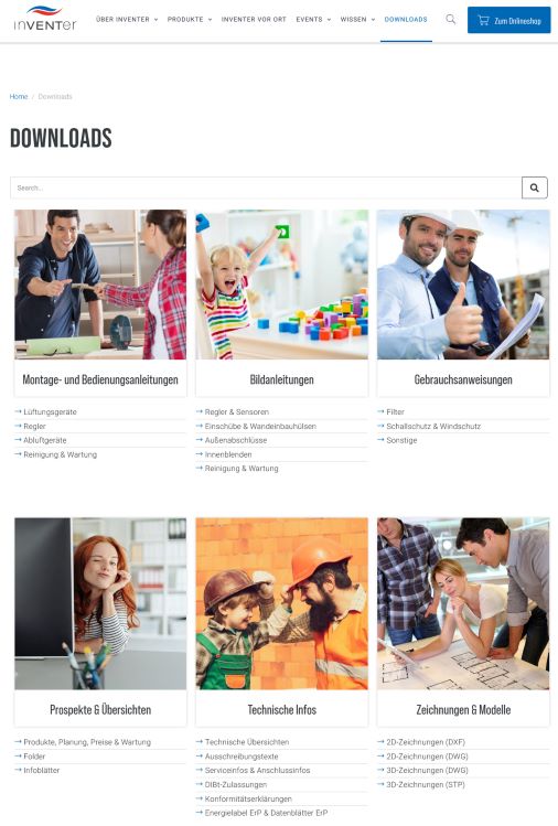 Der Servicebereich mit umfangreichem Downloadmaterial...