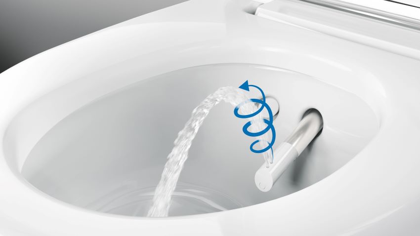 Bei der patentierten WhirlSpray-Duschtechnologie wird...