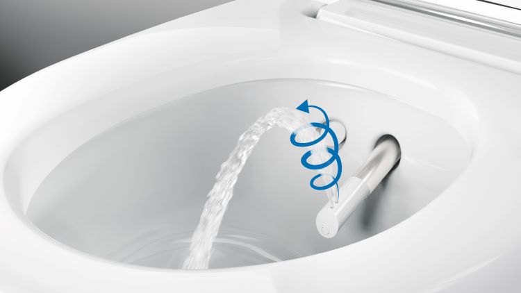 Bei der patentierten WhirlSpray-Duschtechnologie wird...