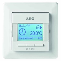 Der intelligente Fußbodentemperaturregler FRTD 903 TC von AEG Haustechnik wird über das Touchscreen-Display bedient, clevere Funktionen gewährleisten eine effiziente Betriebsweise des THERMO BODEN.
