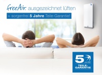 Die 5 Jahre Teile-Garantie ist ein Qualitätsversprechen. Mit dem freeAir Lüftungssystem wird ausgezeichnet gelüftet und gleichzeitig das Klima geschützt.<br />Bild: bluMartin