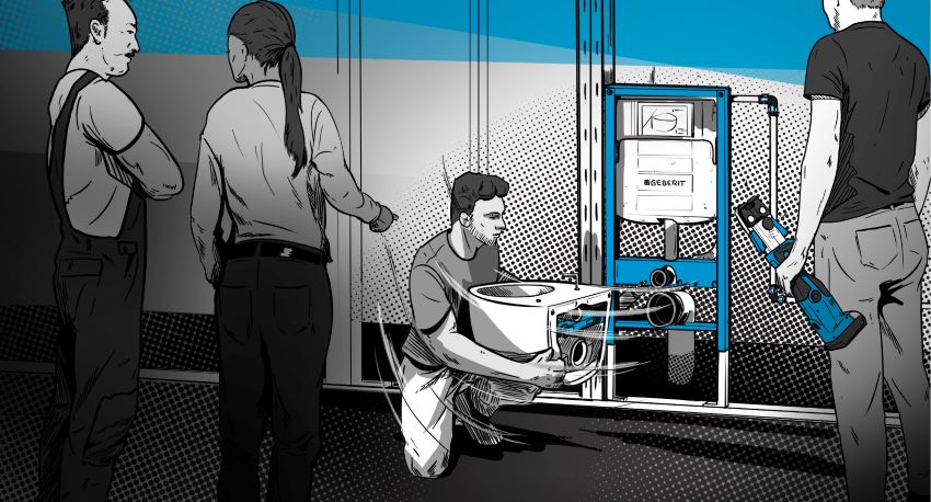 Auf der Geberit NahDran Tour 2023 erleben Installateure...