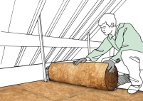 Die Dämmung der obersten Geschossdecke mit Mineralwolle.......