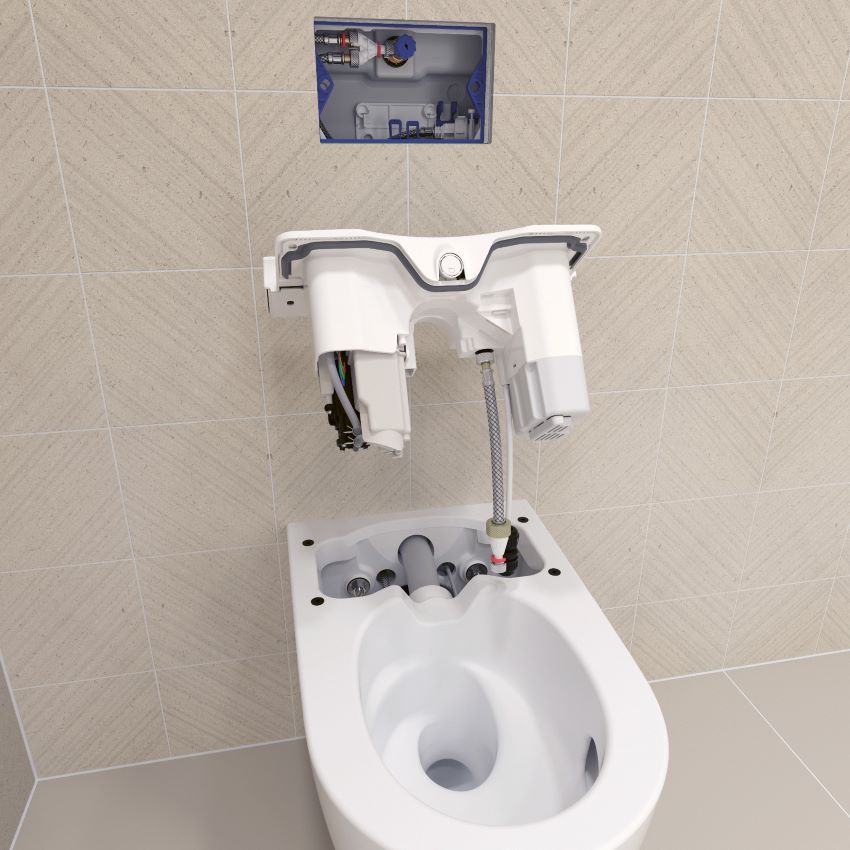 Die Keramik und die Funktionseinheit des Geberit AquaClean...