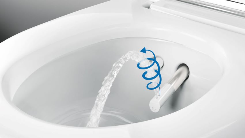 Die Geberit AquaClean Dusch-WCs reinigen den Intimbereich...
