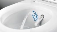 Die WhirlSpray-Duschtechnologie von Geberit sorgt für eine angenehme Reinigung mit einem oszillierenden Wasserstrahl mit körperwarmem Wasser.