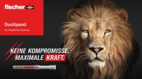 Löwenstarke Kunststoffdübel: Der König der Tiere steht sinnbildlich für die vielen Produkteigenschaften der DuoLine Produkte.<br />Bilder: fischer
