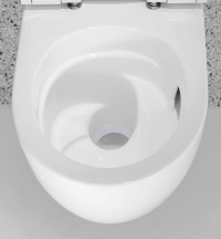 Die TurboFlush-Spültechnik basiert auf einer optimal funktionierenden, asymmetrischen Innengeometrie der WC-Keramik.