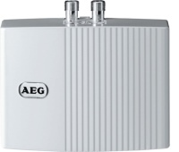 Klein und zeitgemäß, weil er Energie dort nutzt, wo sie benötigt wird: der elektronische AEG Klein-Durchlauferhitzer MTE -  es gibt ihn in vier Leistungsgrößen. <br />Bilder: AEG