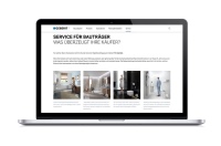 Auf dem Geberit Service-Portal für Bauträger finden Projektverantwortliche relevante Informationen in thematisch unterteilten Bereichen.