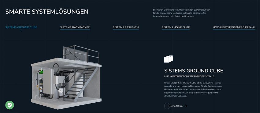Systemlösungen auf der SISTEMS-Website