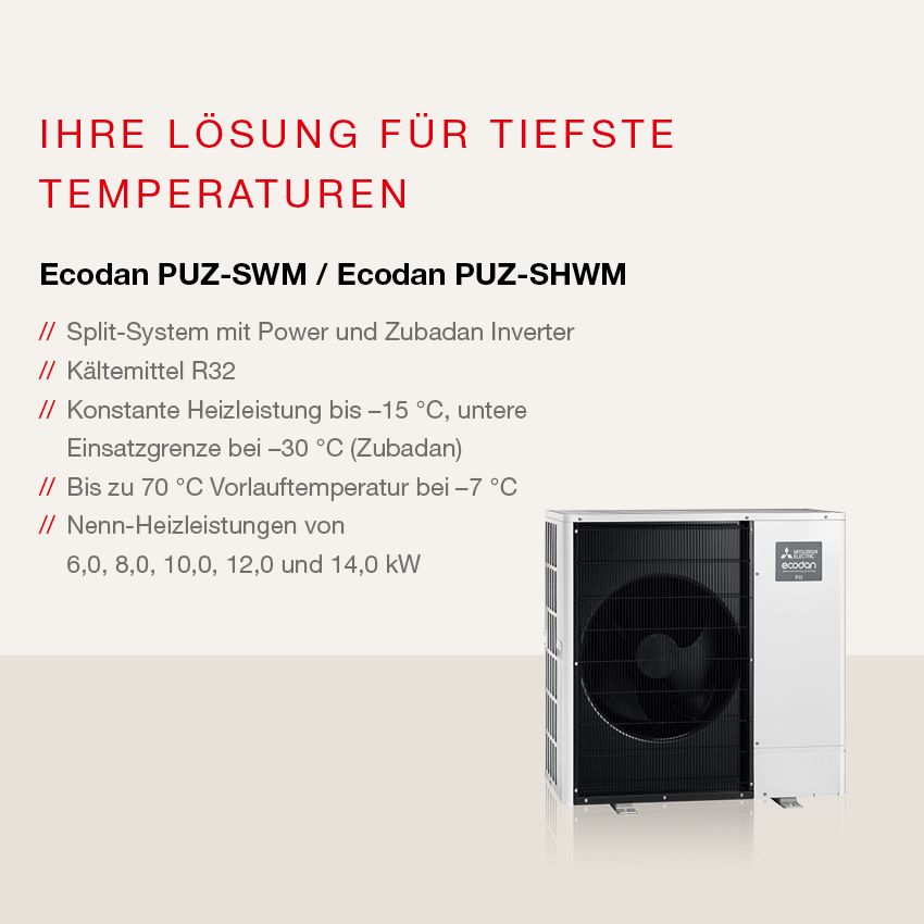 Ecodan Wärmepumpe mit Zubadan Inverter