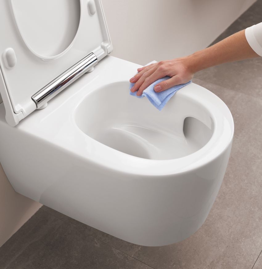 Da es bei der Rimfree-Keramik mit TurboFlush-Spültechnik...