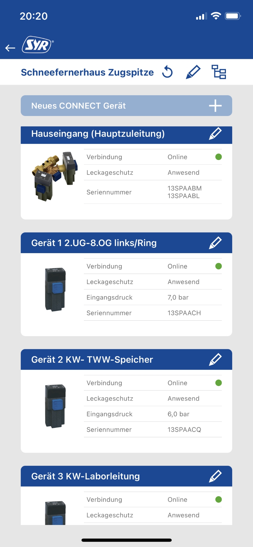 Ansicht aus der SYR CONNECT App: Durch die App ist...