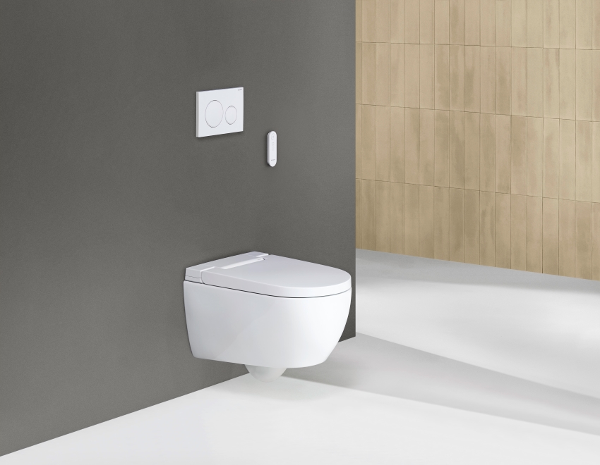 Die eleganten Linien des neuen Geberit AquaClean Alba...
