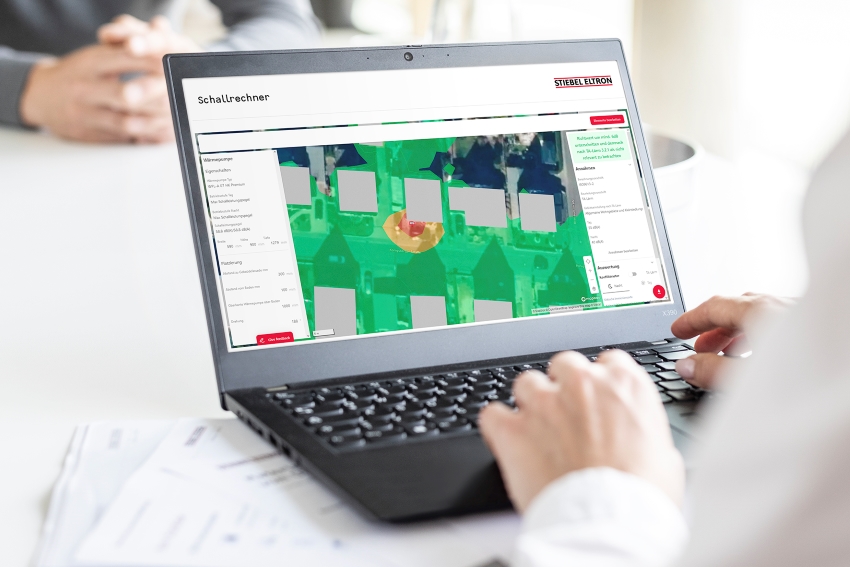 Die Lärmkarte des Stiebel Eltron-Schallrechners visualisiert...