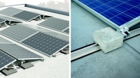 Die Firma FCN Betonelemente liefert individualisierte Beschwerungsplatten für jedes Projekt (links). Besonders handlich und kompakt: Der Beschwerungsstein K2 mit integrierter Schienenfuge (rechts).<br />Bild: F. C. Nüdling