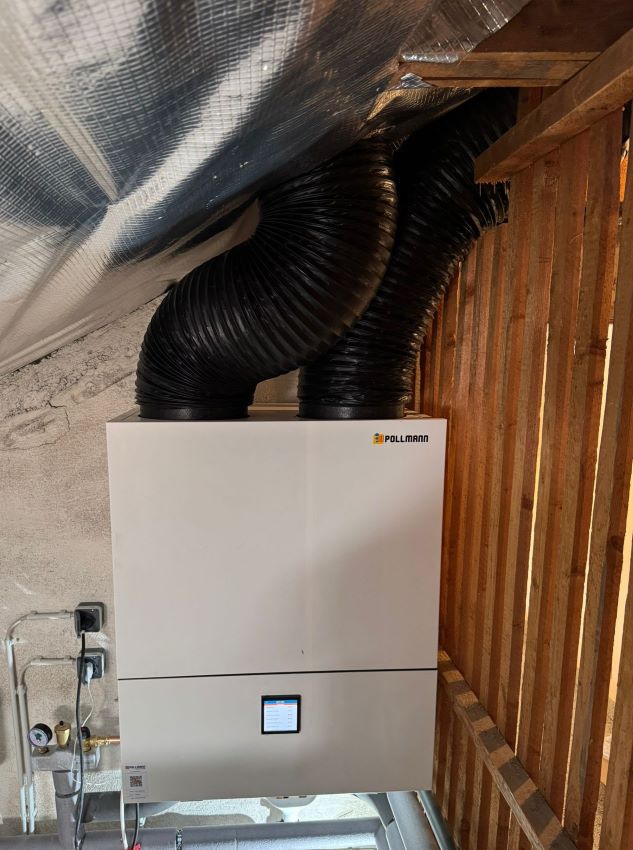 Die AirFlex Top Mini ersetzt hier die alte Gasetagenheizung...