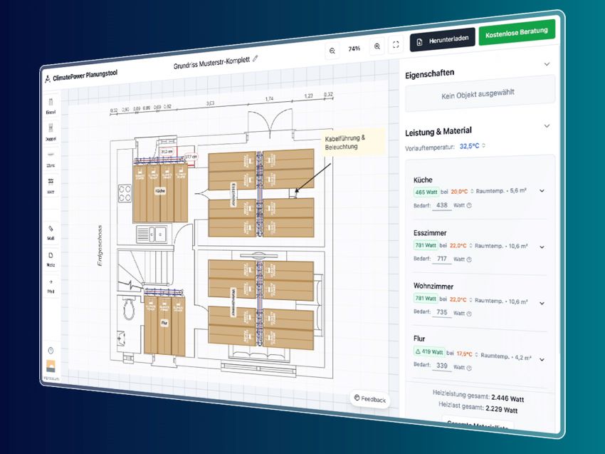 Das ClimatePower Planungstool hat ein modernes Interface...