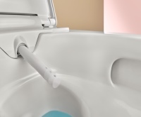 Der Duscharm ist dezent im hinteren Teil der WC-Keramik verborgen und fährt auf Knopfdruck aus.
