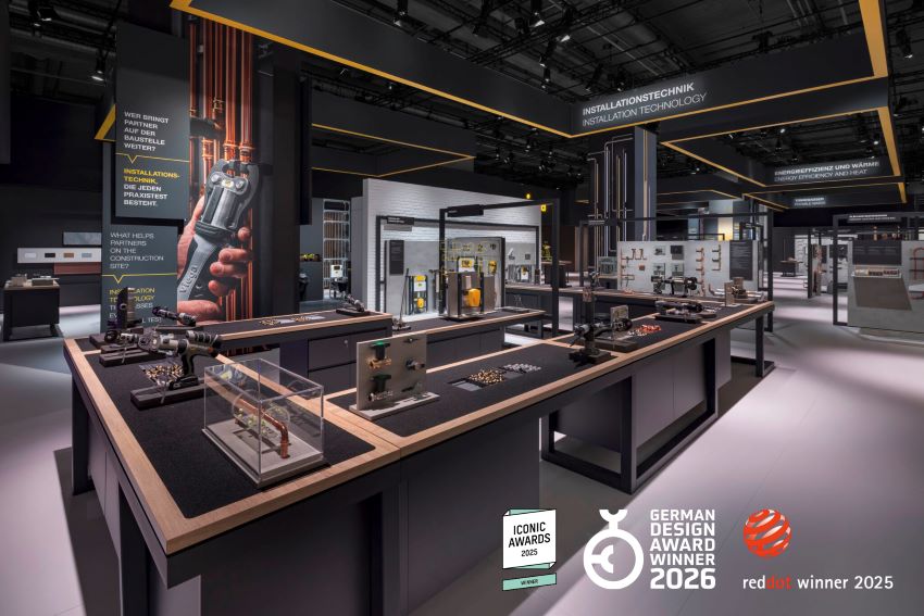 Der Viega Messestand, auf der SHK+E in Halle 6 zu finden,...