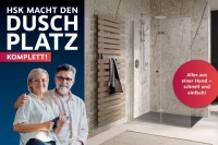 Die neue DUSCHPLATZ Kampagne von HSK bietet SHK-Betrieben optimal abgestimmte Duschplatz-Sets zu definierbaren und kostengünstigen Komplettpreisen.