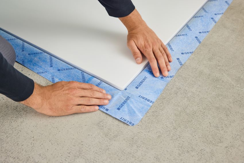 Das auf der Geberit CleanFloor30 Duschfläche werkseitig...