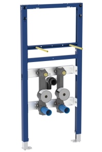 Für den Waschplatz können Installateure bequem auf das Duofix Installationselement zurückgreifen. Alle Vorrichtungen für Wasserzähler und Anschlüsse sind bereits integriert.<br />Bilder: Geberit