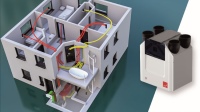 Erste Planung und Kostenkalkulation bei Nachrüstung und Neubau: Der interaktive Lüftungsanlagen-Finder von Zehnder macht Vorschläge für passende lüftungstechnische Lösungen. Hier im Bild: Ein zentrales Lüftungsgerät mit Wärmerückgewinnung der bewährten Lüftungsgeräte-Generation Zehnder ComfoAir Q, das für eine kontinuierliche Frischluftzufuhr im gesamten Gebäude sorgt - bei maximaler Energieeffizienz.