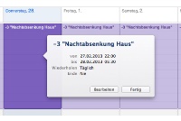 Ein einfacher Kalendereintrag senkt das ganze Haus ab. Sich wiederholende Ereignisse, wie „Nachtabsenkung“ werden als Terminserien angelegt. Mit dem neuen Update kann jetzt auch jeder Raum separat geplant werden.