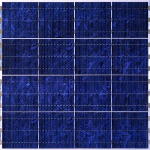 Modul-Prototyp aus sechzehn MWT-Solarzellen. 