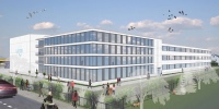 Ergänzend zum Hochregallager erhält der Produktionsbereich eine Glasfassade und wird so von natürlichem Licht durchflutet.  <br />Bild: WEP Effinger Partner Architekten BDA<br />