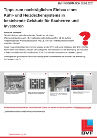<br />Tipps zum nachträglichen Einbau eines Kühl- und Heizdeckensystems in bestehende Gebäude für Bauherren und Investoren.<br />Bild: BVF<br /><br />