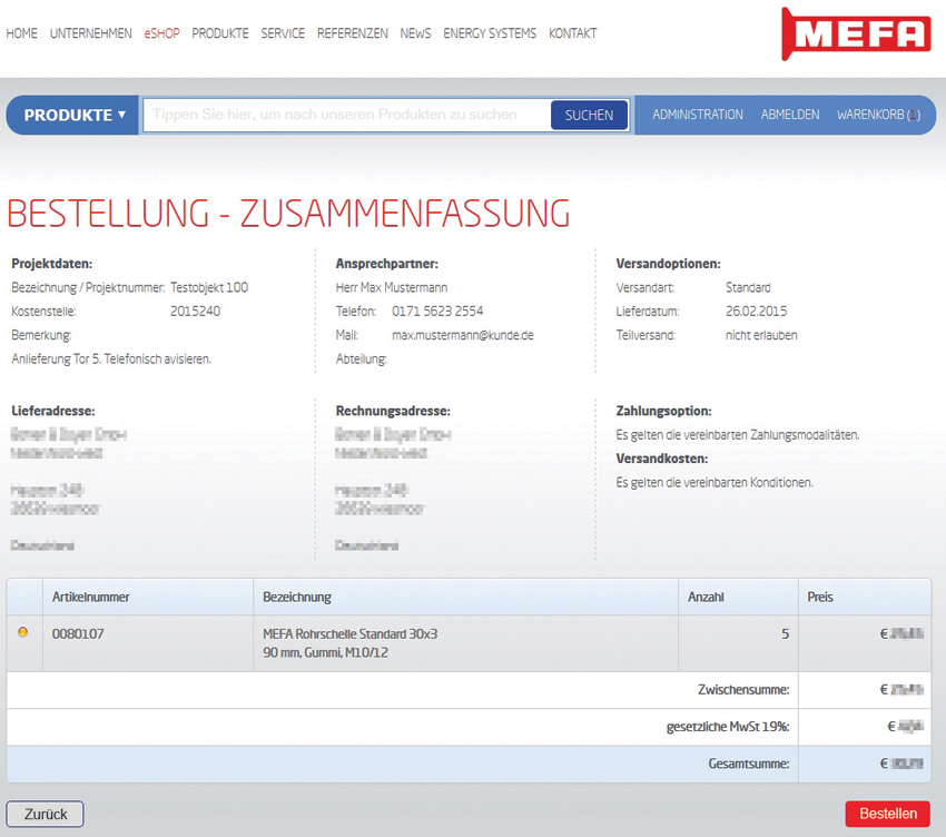 Bevor ein Kunde seine Bestellung abschicken kann, werden...