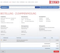 Bevor ein Kunde seine Bestellung abschicken kann, werden alle Informationen übersichtlich zusammengefasst. Der Kunde kann so auf einen Blick kontrollieren, ob die Eingaben korrekt sind. Bilder: MEFA