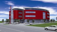 Die Architekten Planwerk aus Würzburg entwarfen das Metropol Medical Center in Nürnberg als vierstöckigen, roten Bau.