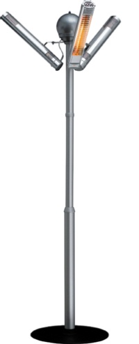 Hochwertige Produktqualität und ansprechendes Design zeichnen den modernen Standstrahler „IR Premium 6000 Tower“ aus. Die radiale Anordnung der drei wetterfesten Infrarot-Kurzwellen-Heizstrahler „IR Premium 2000“ ermöglicht eine Flächenabdeckung von bis zu 36 Quadratmetern. Bilder: AEG Haustechnik<br />