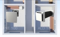Automatische Kellerentfeuchtung mit dem AKE 100 und dem Außenluftdurchlass ALD 10 für die passive Luftnachströmung.<br />Bild: Maico