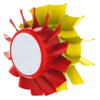 Das optimal aufeinander abgestimmte System aus Kunststofflaufrad und neuartigem Nachleitrad sorgt für beste Wirkungsgrade. Werksbld: Helios Ventilatoren