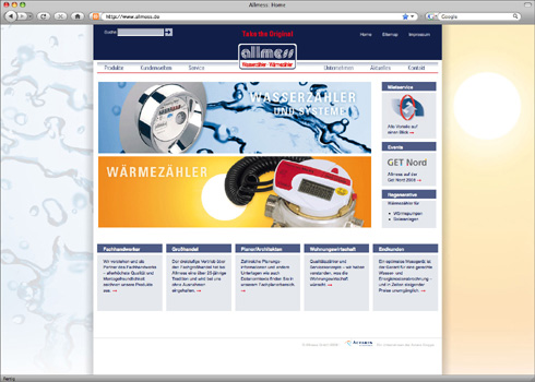 Der neue Internetauftritt von Allmess präsentiert sich...