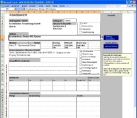 Das Arbeitsbericht-Formular übernimmt automatisch die Auftragsdaten aus der Einsatzplanung. Zusätzlich können die Datumswerte für die aktuelle Woche oder die folgende Woche gewählt werden.